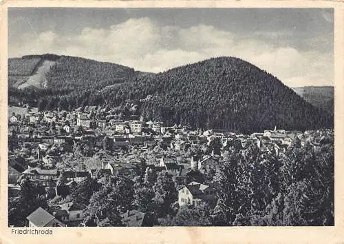 A081 Deutschland Friedrichroda Gesamtansicht Bergwald Vintage Postkarte