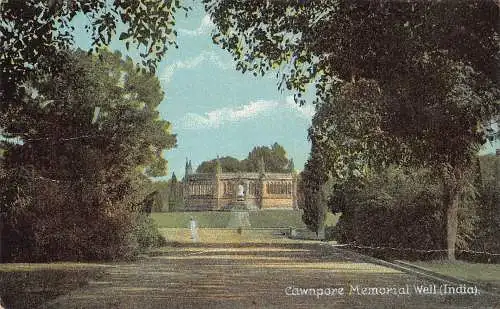 B023 Indien 1908 Cawnpore Memorial Well Vintage Postkarte