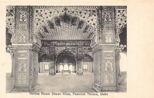 B023 Indien Thronsaal Diwan Khas Pfauenthron Delhi Vintage Postkarte