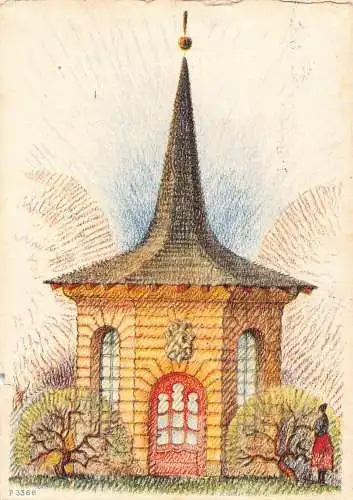 A082 Deutschland Künstlerkarte 1935 Karlsruher Häuschen Spitzdach Postkarte