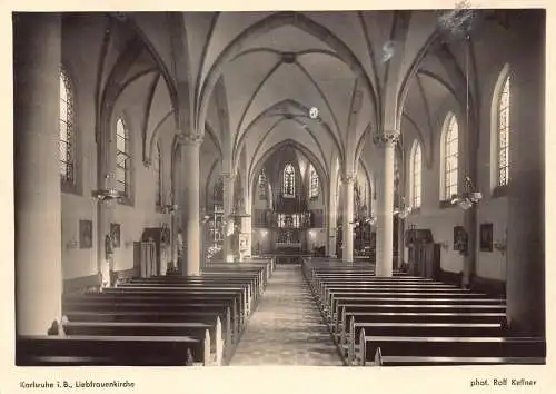 A081 Deutschland Karlsruhe i B Liebfrauenkirche Kirche Innenraum Vintage Postkarte