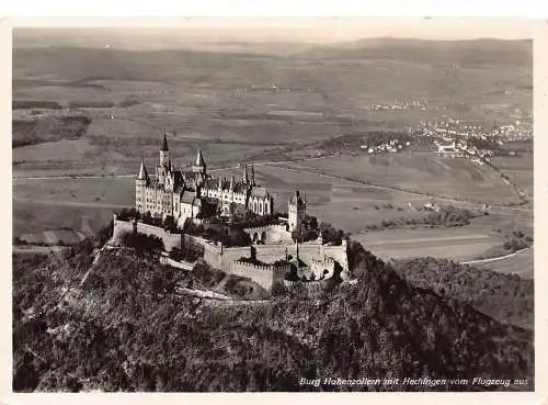 A080 Deutschland 1936 Burg Hohenzollern mit Hechingen Luftbild Burg Postkarte