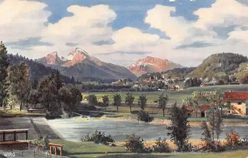 A079 Deutschland Berchtesgaden vom Salzbergwerk See Gemälde signiert WIRO Postkarte