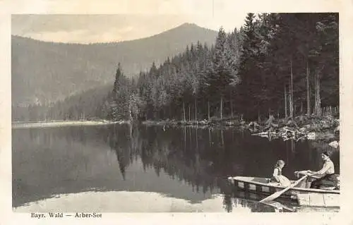 A078 Deutschland Bayr Wald Arber - See See Mutter und Tochter auf Boot Postkarte