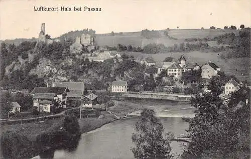 A078 Deutschland 1919 Luftkurort Hals bei Passau Fluss Vintage Postkarte