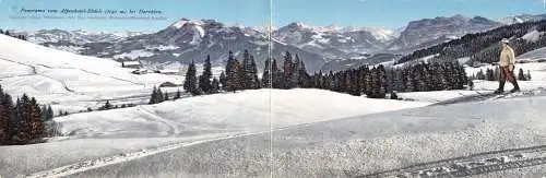 A077 Österreich Panorama Typ Alpenhotel-Boedel bei Dornbirn Schnee Skifahrer Postkarte