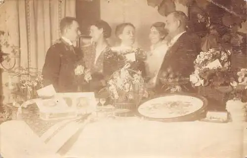 A077 Deutschland 1916 Erinnerung Eltern Silberhochzeit Paare Blumen RPPC Postkarte