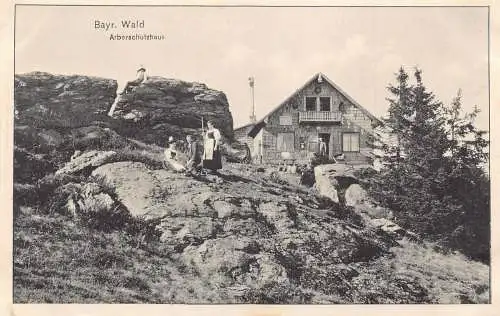 A079 Deutschland 1914 Bayr Wald Arberschutzhaus Haus Klippen Arbeiter Postkarte