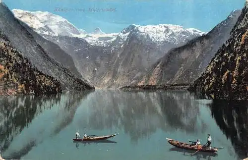 A077 Deutschland 1909 Königssee Malerwinkel Boote See Vintage Postkarte