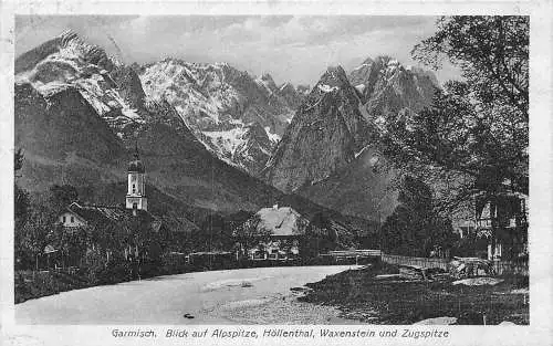 A078 Deutschland 1919 Garmisch Alpspitze Höellenthal Waxenstein Zugspitze Postkarte