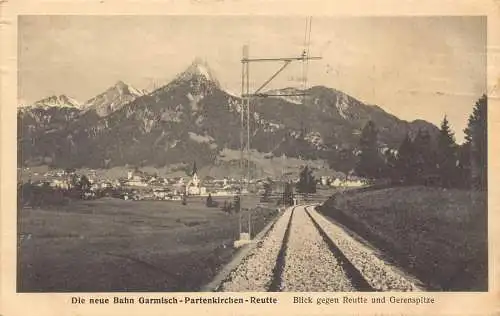 A077 Deutschland 1921 Eisenbahn Garmisch Partenkirchen Strecke Drahtmasten Postkarte