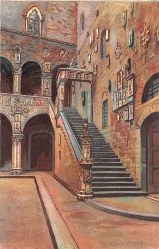 C085 Italien Firenze Treppe - Kasten des Bargello Vintage Postkarte