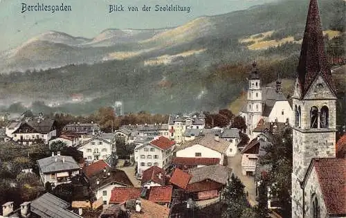 A077 Deutschland 1910 Berchtesgaden Blick Von der Sooleleitung Vintage Postkarte