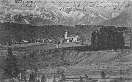 A077 Deutschland 1920 Seeg im Allgäu Kirche Vintage Postkarte