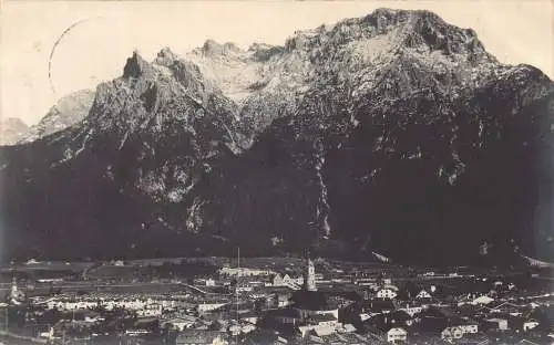 A077 Deutschland 1917 Mittenwald Berg Gesamtansicht Vintage Postkarte
