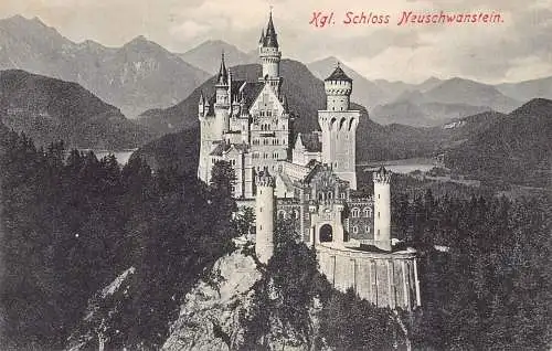 A075 Deutschland Schloss Schloss Neuschwanstein Vintage Postkarte