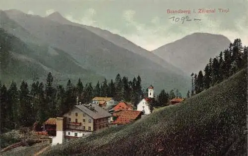 A075 Österreich Brandberg i Zillertal Tirol Häuser Vintage Postkarte