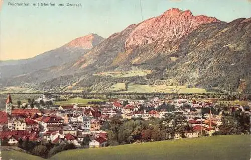 L319 Deutschland 1910 Reichenhall mit Staufen und Zwiesel Berg Vintage Postkarte
