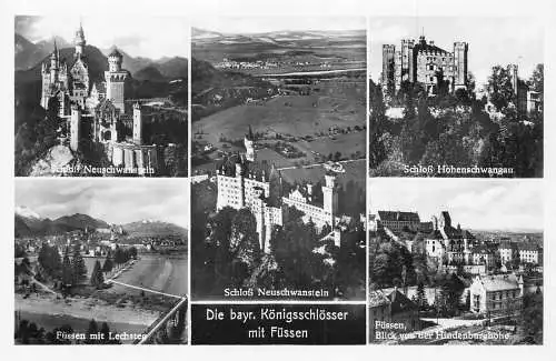 L319 Deutschland Bayr Königsschlösser mit Füssen Neuschwanstein RPPC Postkarte