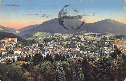 L173 Deutschland 1914 Baden-Baden Panoramablick Vintage Postkarte