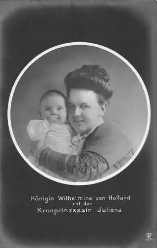 L074 Niederlande Königskönigin Wilhelmine und Kronprinzessin Juliana Postkarte