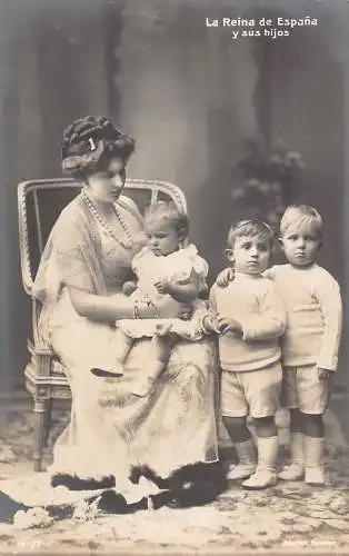 L074 Spanien Königskönigin von Spanien und Kinder Postkarte