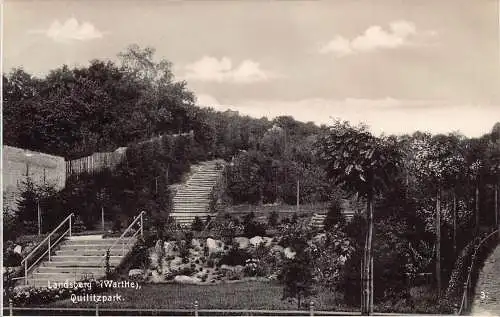 L053 Deutschland 1932 Landsberg Quilitzpark Garten RPPC Vintage Postkarte