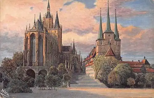 L053 Deutschland 1918 Erfurter Dom und Severikirche alte Postkarte