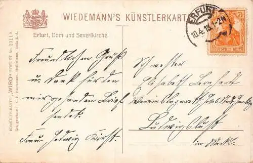 L053 Deutschland 1918 Erfurter Dom und Severikirche alte Postkarte