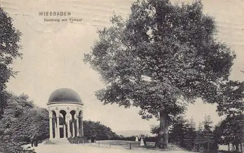 L053 Deutschland 1909 Wiesbaden Neroberg mit Tempel Vintage Postkarte