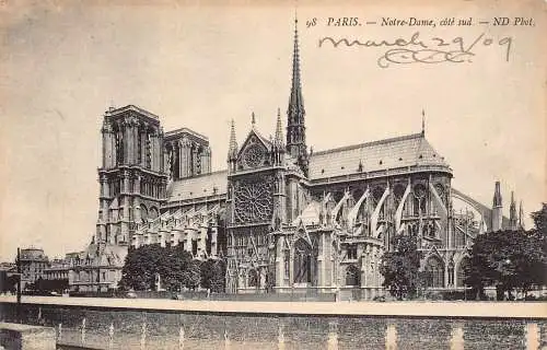 C091 Frankreich Paris Notre Dame 1909 Vintage Postkarte