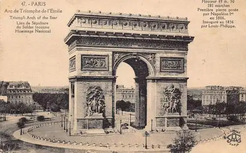 C090 Frankreich Paris L'Arc de Triomphe de l'Etoile Vintage Postkarte