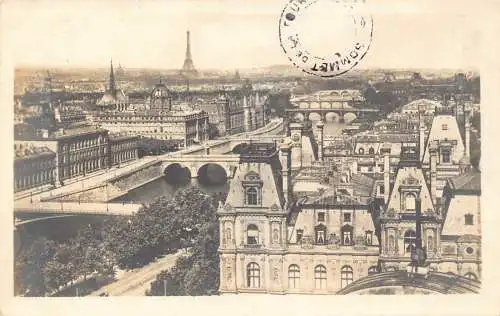 C091 Frankreich Paris Panorama des Huit Ponts Vintage Postkarte