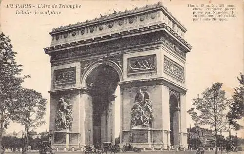 C091 Frankreich Paris L'Arc de Triomphe 1920 Vintage Postkarte