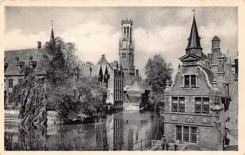 B015 Belgien 1958 Brügge Quai du Rosaire Vintage Postkarte