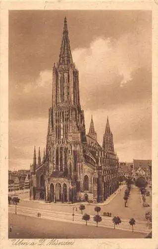 L052 Deutschland 1923 Ulm a D Münster Hoechste Kirche der Welt Vintage Postkarte