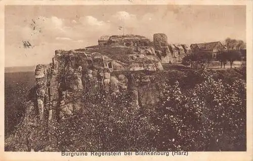 L052 Deutschland 1932 Harz Blankenburg Burgruine Regenstein Ruine Vintage Postkarte