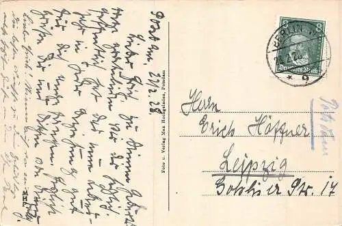 L009 Deutschland 1928 Potsdam Sanssouci, Schloss, Schloss Vintage Postkarte RPPC