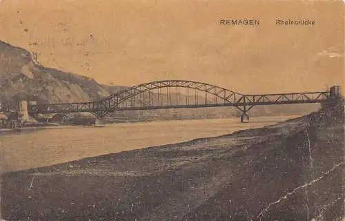 L009 Deutschland 1922 Remagen, Rheinbrücke, Brücke Vintage Postkarte