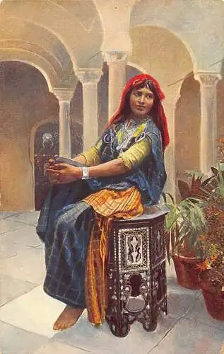 L013 Tunesien Frau Kostüm Ethno Vintage Postkarte