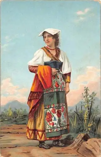 L013 Italien 1918 Frau Tracht Ethno Vintage Postkarte