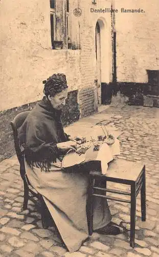 L013 Belgien Flämische Klöppler Ethno Vintage Postkarte