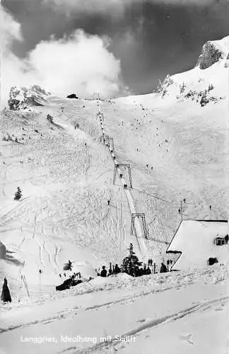 L009 Deutschland Lenggries Idealhang mit Skilift, Skifahren Vintage Postkarte