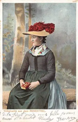 L013 Deutschland 1905 Renchthal Dame Tracht Ethno Vintage Postkarte