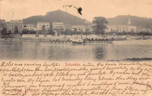 L009 Deutschland 1902 Schandau, Dresden, Dampfschiff Vintage Postkarte