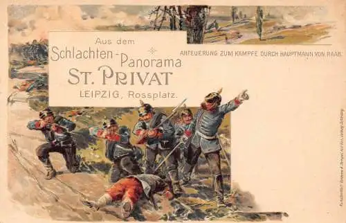 L002 Deutschland 1895 Militär Schlachtfeld St Privat Leipzig Rossensplat Litho Postkarte