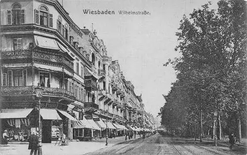 L009 Deutschland Wiesbaden Wilhelmstraße, Straße, Manufaktur Vintage Postkarte