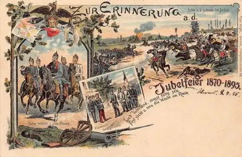 L002 Deutschland 1895 Militär Napoleon Sedan Schlacht Kaiser Wilhelm Litho Postkarte