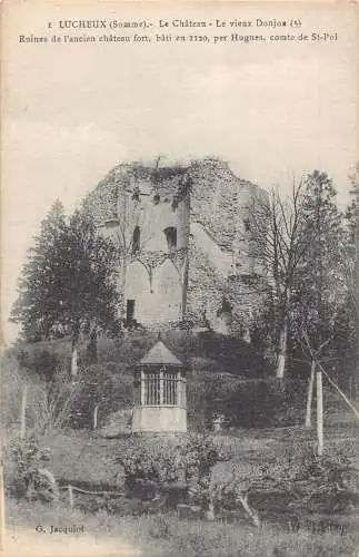 Frankreich Lucheux Schloss Donjon Ruinen per Hugues Vintage Postkarte