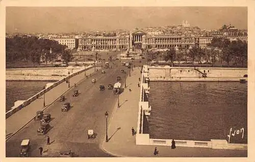 Frankreich Paris Place de la Concorde Ansicht Brücke Autos Oldtimer Postkarte